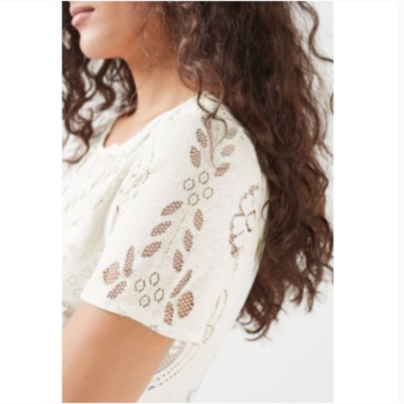 TOPSHOP Ivory/Cream Short Sleeve Floral Lace Dress | M - Picture 3 of 16